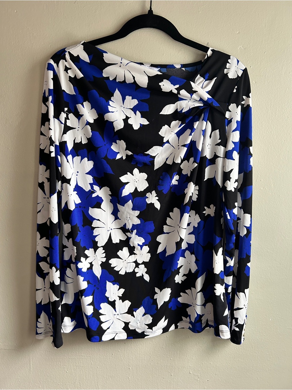 LIZ CLAIBORNE Women's Stretch Wrap Blouse 3/4 Sleeve Floral, Medium